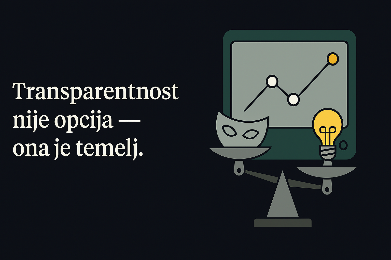 Ilustracija etičkog balansa: maska vs. istina u digitalnom prostoru
