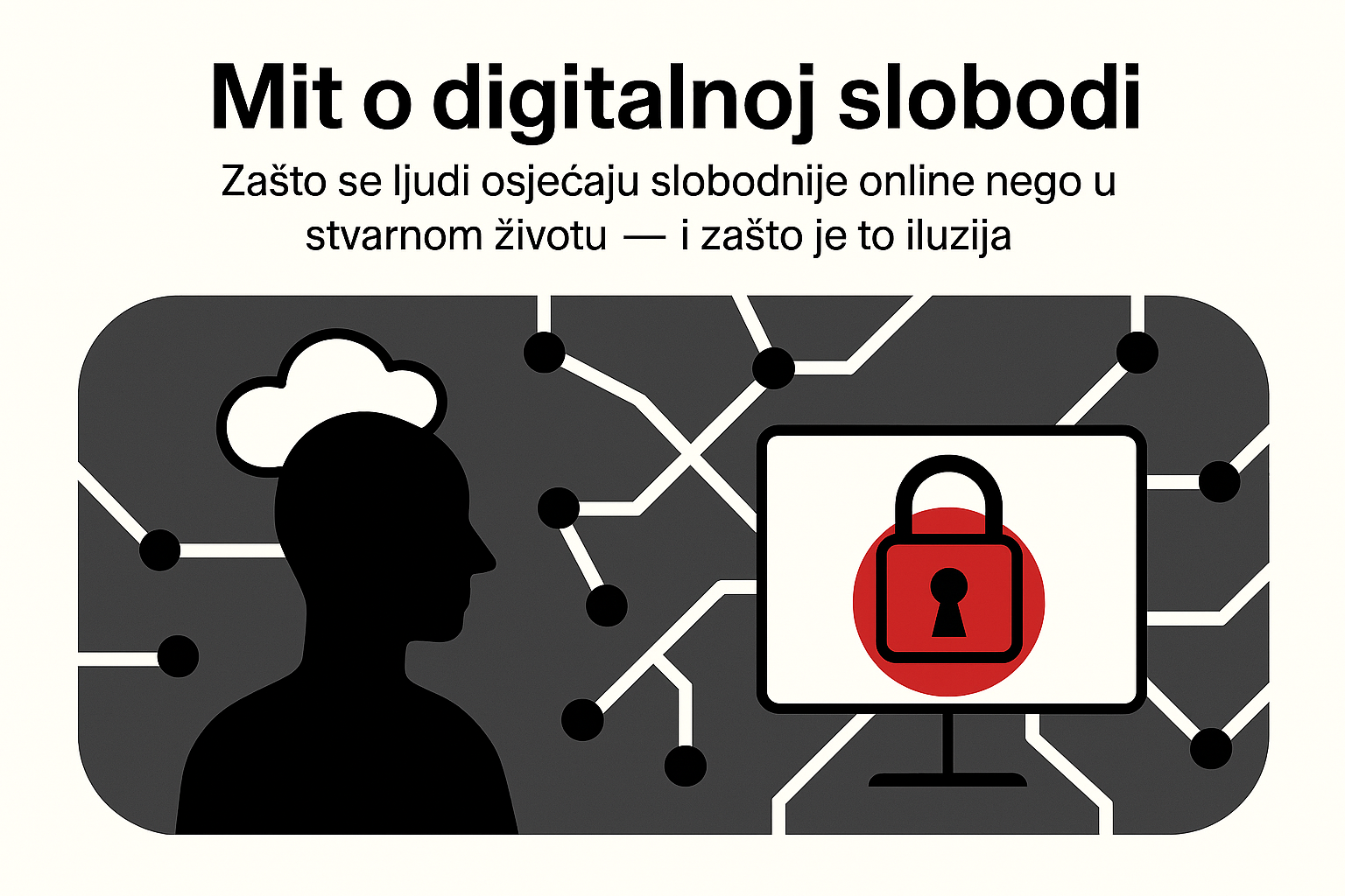 Zašto se ljudi osjećaju slobodnije online nego u stvarnom životu? Razotkrivamo mit o digitalnoj slobodi, algoritmima, identitetu i iluziji autonomije.